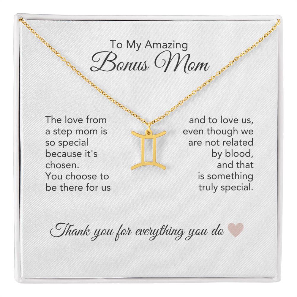 Bonus Mom Gifts for Step Mom Bonus Mom Necklace Zodiac Necklace - MKT Custom Jewelry