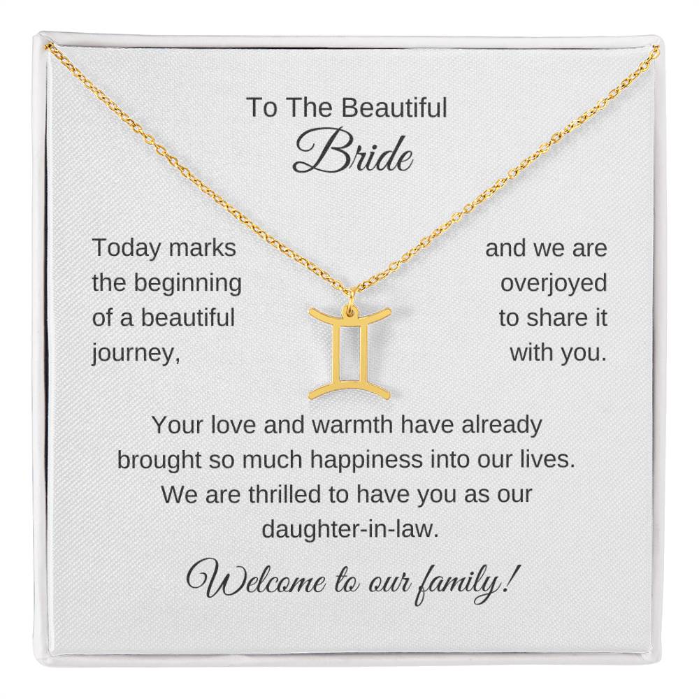 Daughter In Law Gift For Wedding, Zodiac Necklace, Wedding Gift Daughter-In-Law