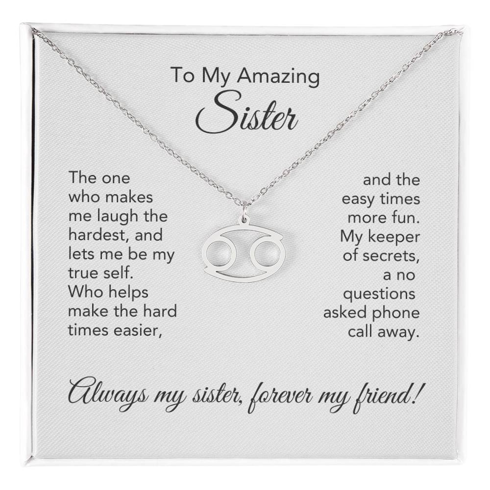 To My Amazing Sister Gift, Delicate Zodiac Necklace Gold or Stainless Steel, Gift for Sister