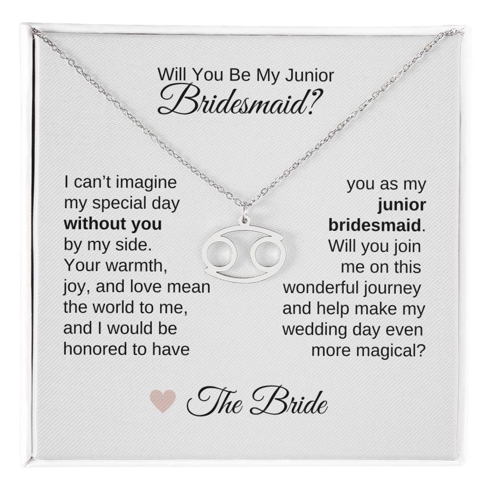 Junior Bridesmaid Proposal Gift, Zodiac Necklace, Jr Bridesmaid Gift