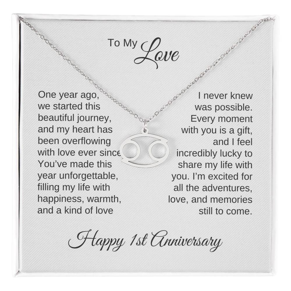 One Year Anniversary Gift for Her One Year Anniversary, Zodiac Sign Necklace