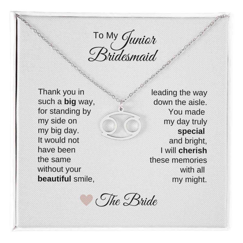 Junior Bridesmaid Gifts Wedding Bridal Party Gifts Zodiac Sign Necklace - MKT Custom Jewelry