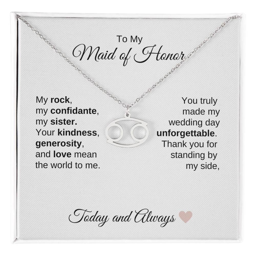 Maid of Honor Wedding Day Gifts Bridal Party Gifts Zodiac Necklace