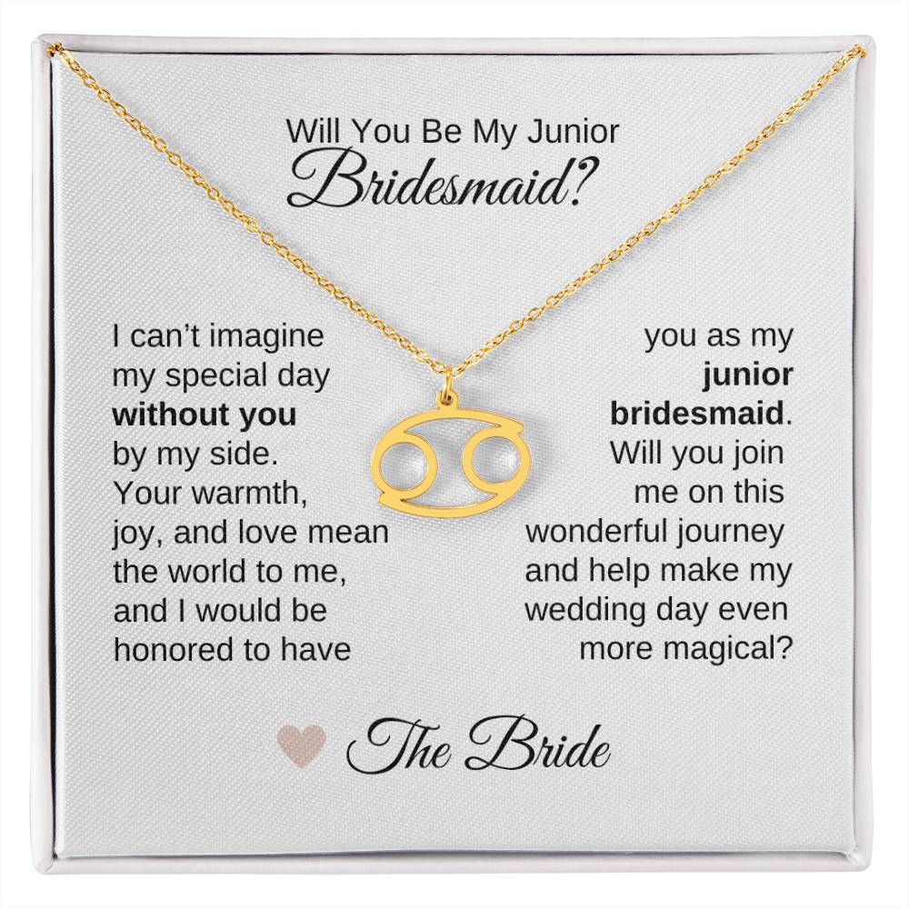 Junior Bridesmaid Proposal Gift, Zodiac Necklace, Jr Bridesmaid Gift