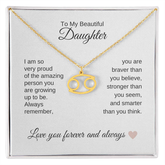 To My Beautiful Daughter Gift, Delicate Zodiac Necklace Gold or Stainless Steel, Gift for Daughter