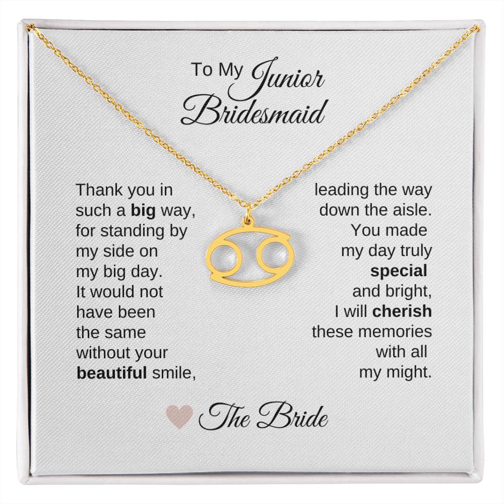 Junior Bridesmaid Gifts Wedding Bridal Party Gifts Zodiac Sign Necklace - MKT Custom Jewelry