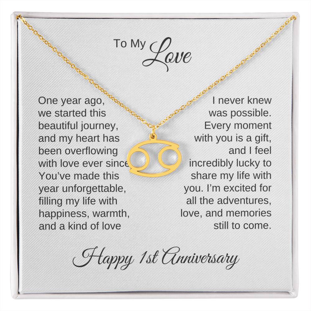 One Year Anniversary Gift for Her One Year Anniversary, Zodiac Sign Necklace