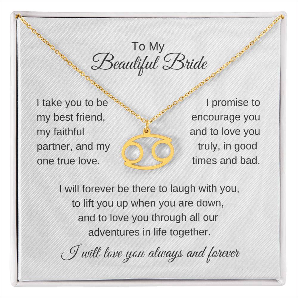 To My Beautiful Bride Gift To Bride From Groom Wedding Gift Zodiac Necklace