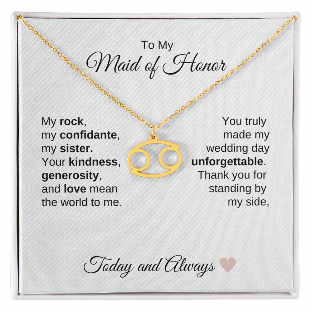 Maid of Honor Wedding Day Gifts Bridal Party Gifts Zodiac Necklace