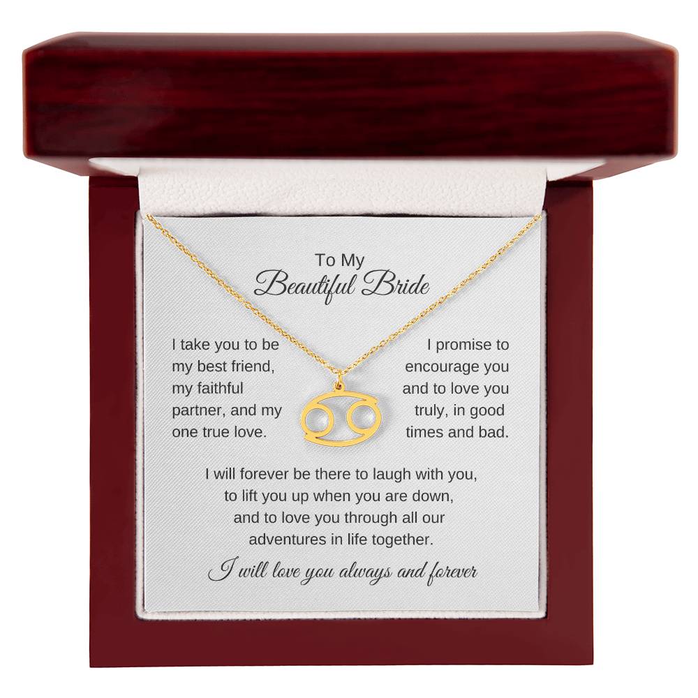 To My Beautiful Bride Gift To Bride From Groom Wedding Gift Zodiac Necklace