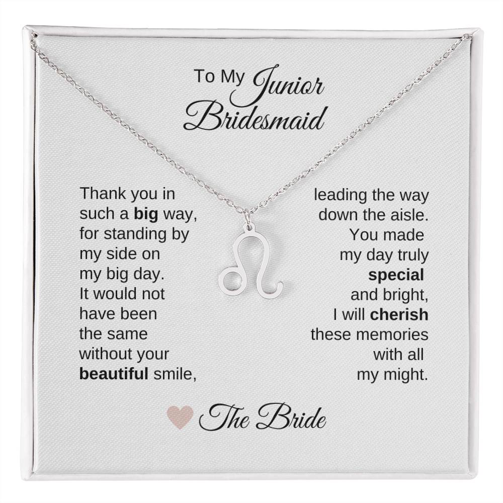 Junior Bridesmaid Gifts Wedding Bridal Party Gifts Zodiac Sign Necklace - MKT Custom Jewelry