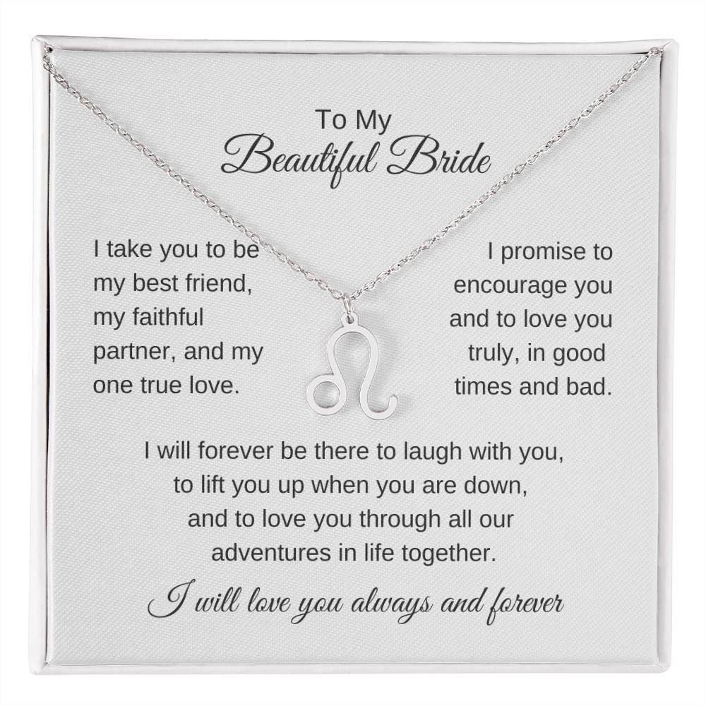 To My Beautiful Bride Gift To Bride From Groom Wedding Gift Zodiac Necklace