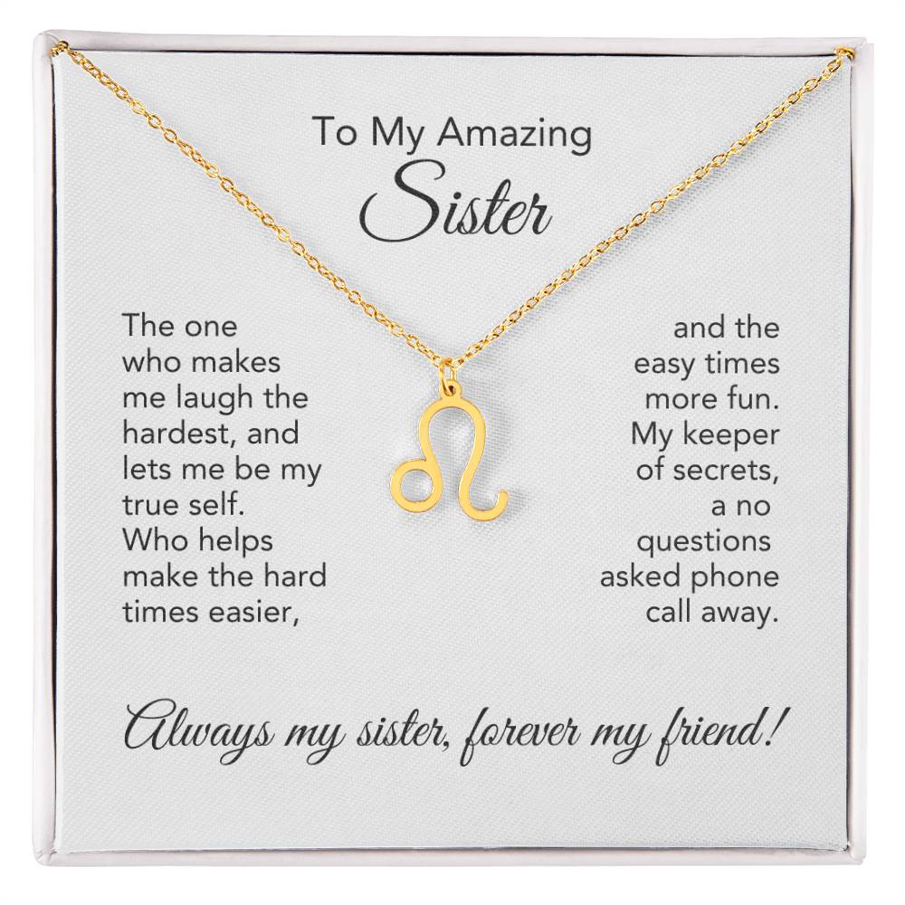 To My Amazing Sister Gift, Delicate Zodiac Necklace Gold or Stainless Steel, Gift for Sister