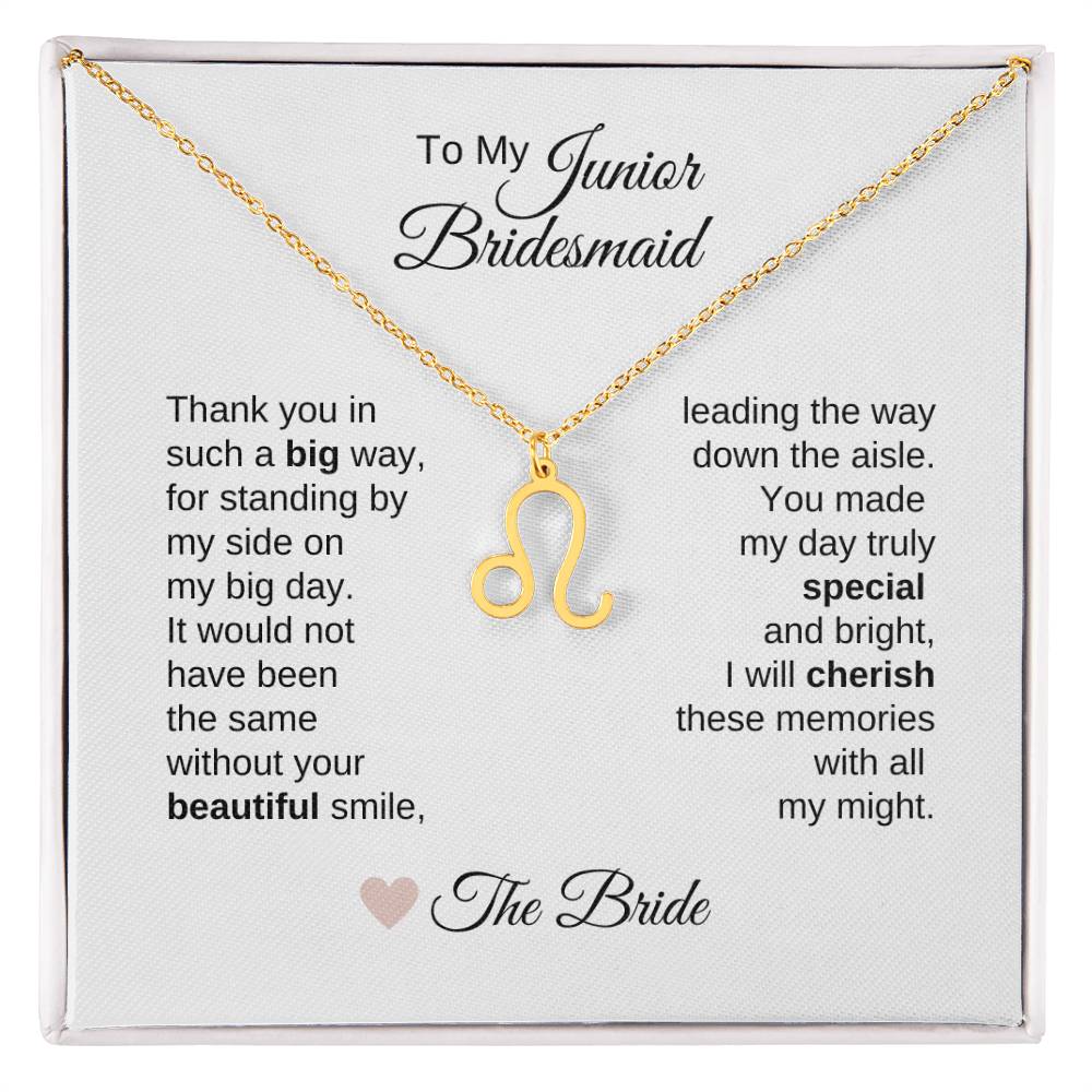 Junior Bridesmaid Gifts Wedding Bridal Party Gifts Zodiac Sign Necklace - MKT Custom Jewelry