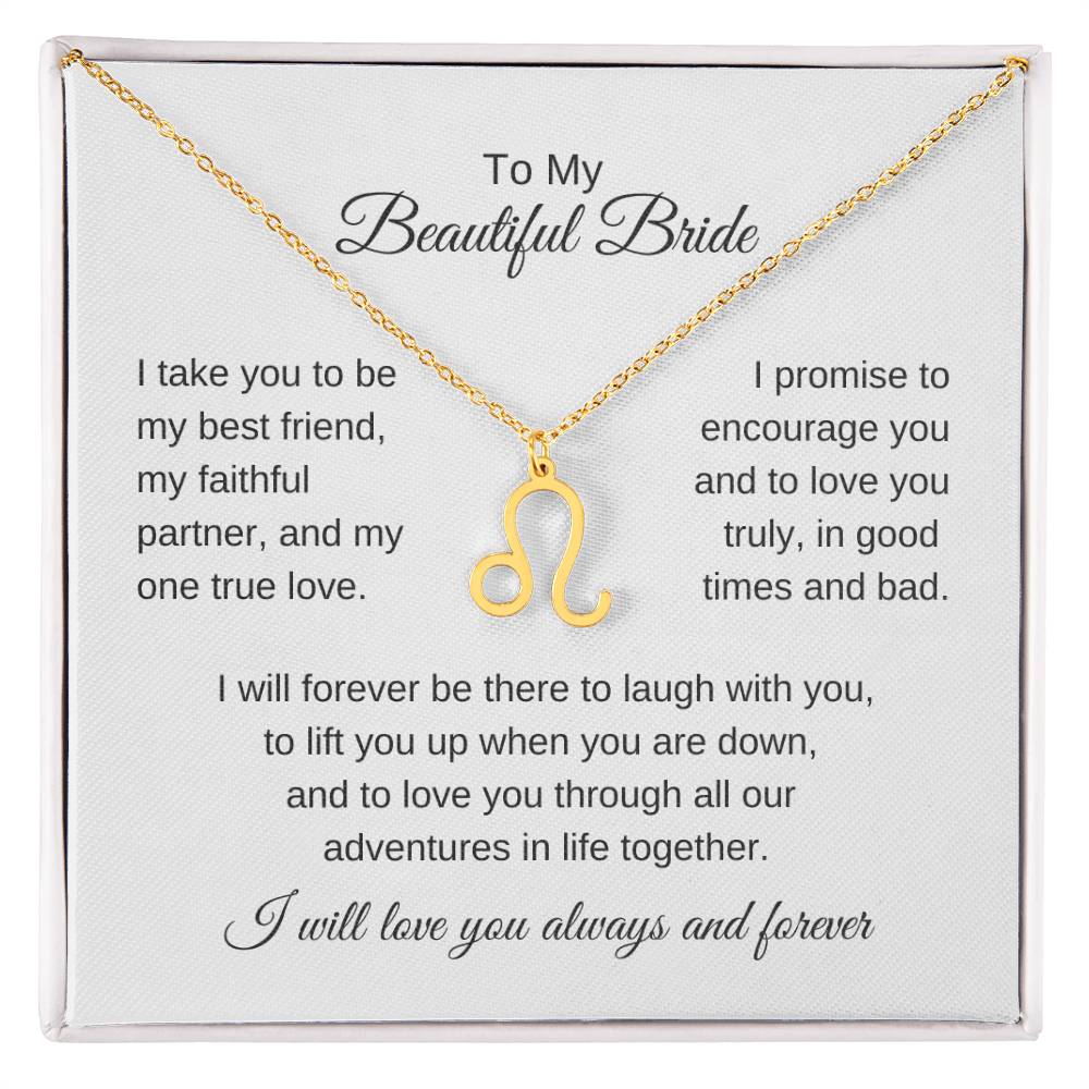 To My Beautiful Bride Gift To Bride From Groom Wedding Gift Zodiac Necklace