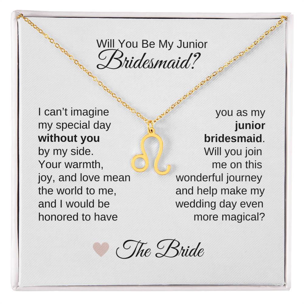 Junior Bridesmaid Proposal Gift, Zodiac Necklace, Jr Bridesmaid Gift