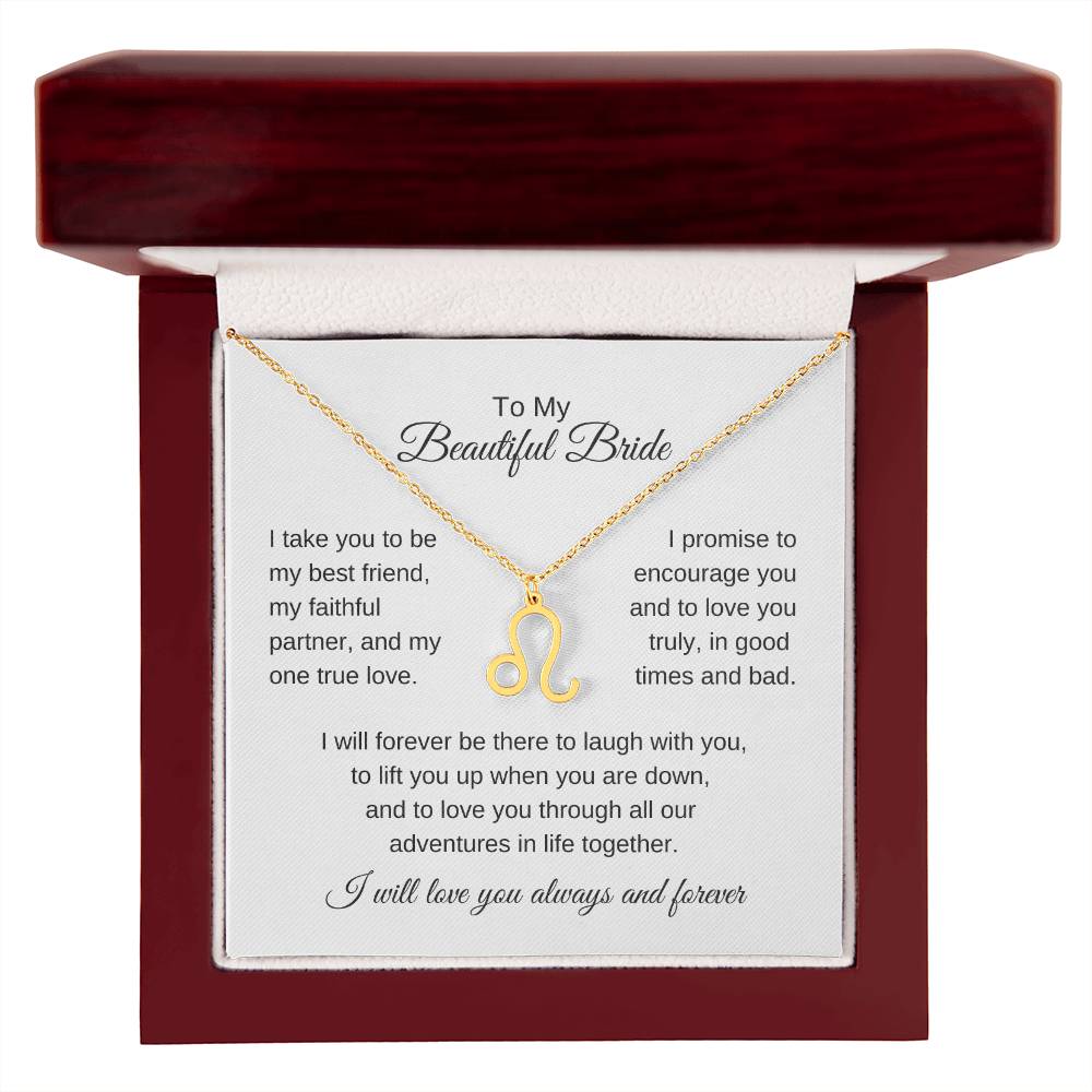 To My Beautiful Bride Gift To Bride From Groom Wedding Gift Zodiac Necklace