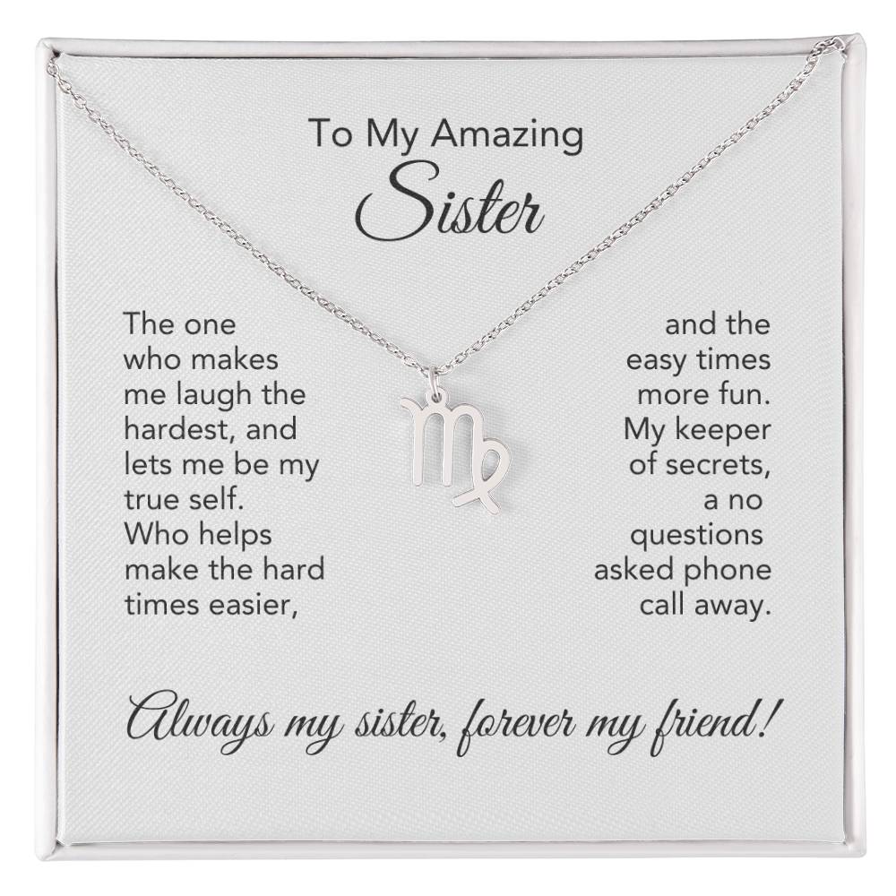 To My Amazing Sister Gift, Delicate Zodiac Necklace Gold or Stainless Steel, Gift for Sister