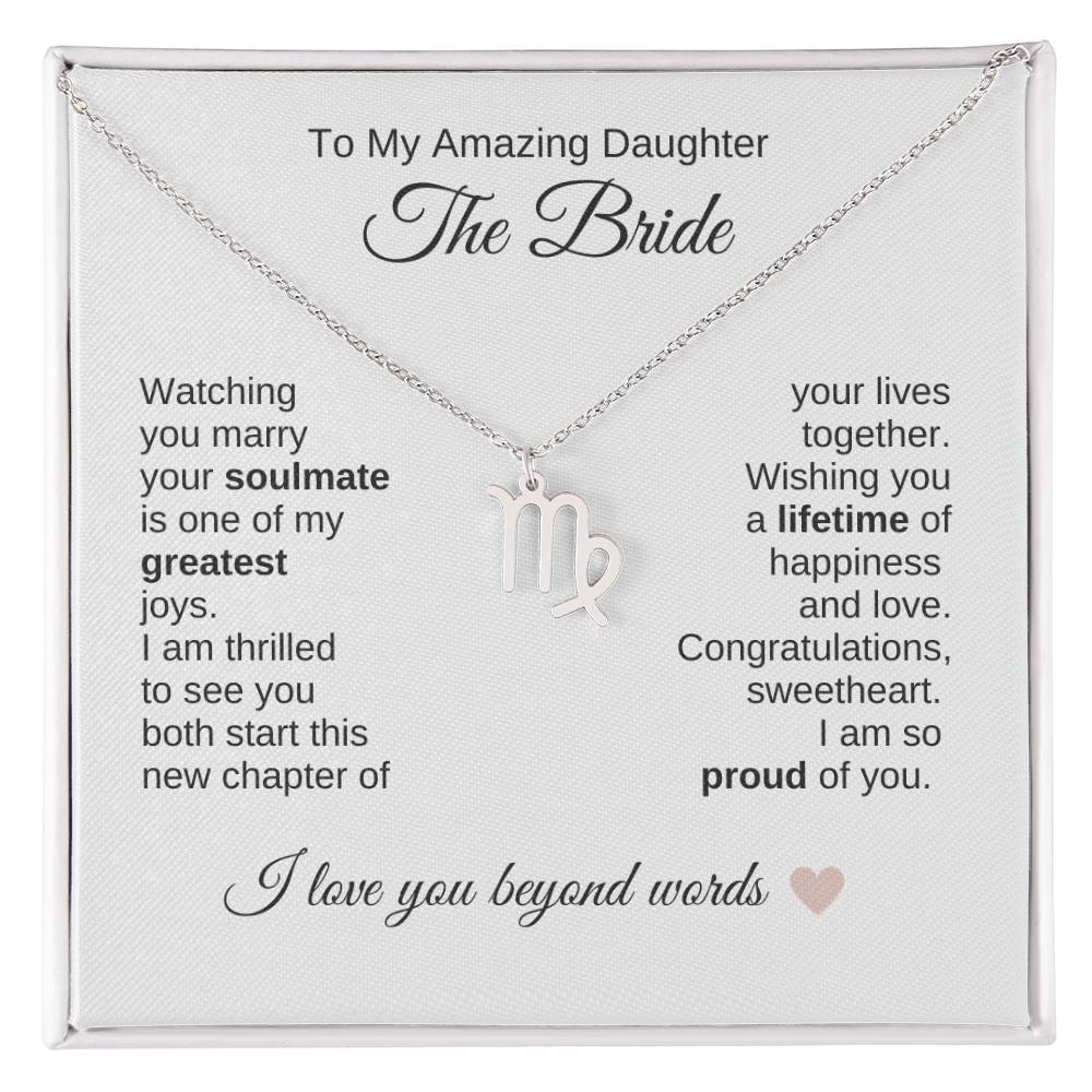 Daughter Wedding Gift Wedding Present for Daughter Zodiac Sign Necklace - MKT Custom Jewelry