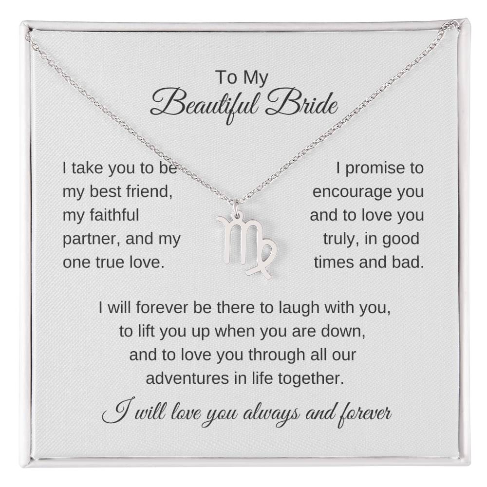 To My Beautiful Bride Gift To Bride From Groom Wedding Gift Zodiac Necklace