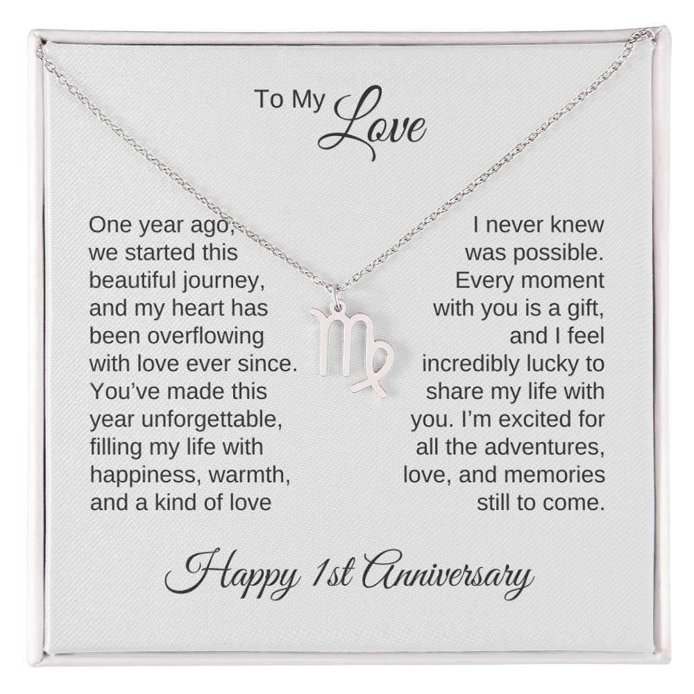 One Year Anniversary Gift for Her One Year Anniversary, Zodiac Sign Necklace