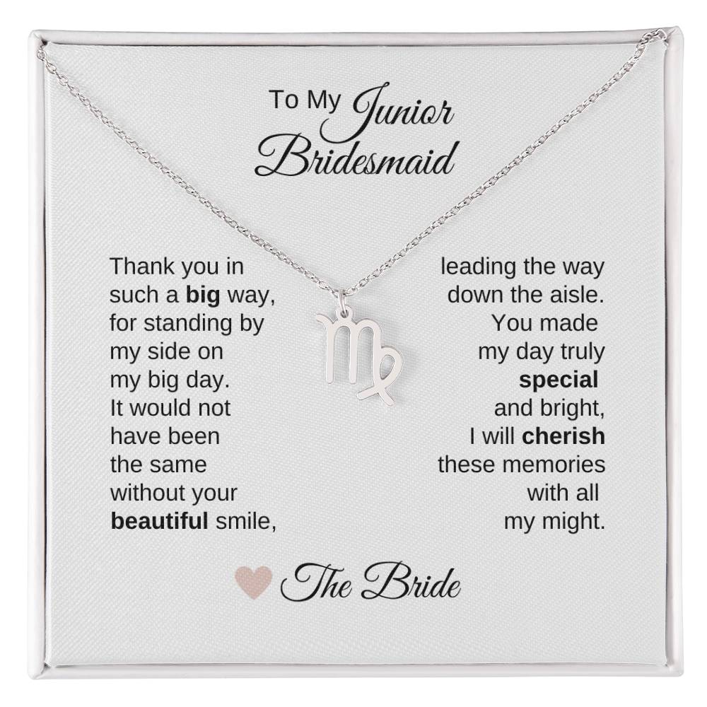 Junior Bridesmaid Gifts Wedding Bridal Party Gifts Zodiac Sign Necklace - MKT Custom Jewelry