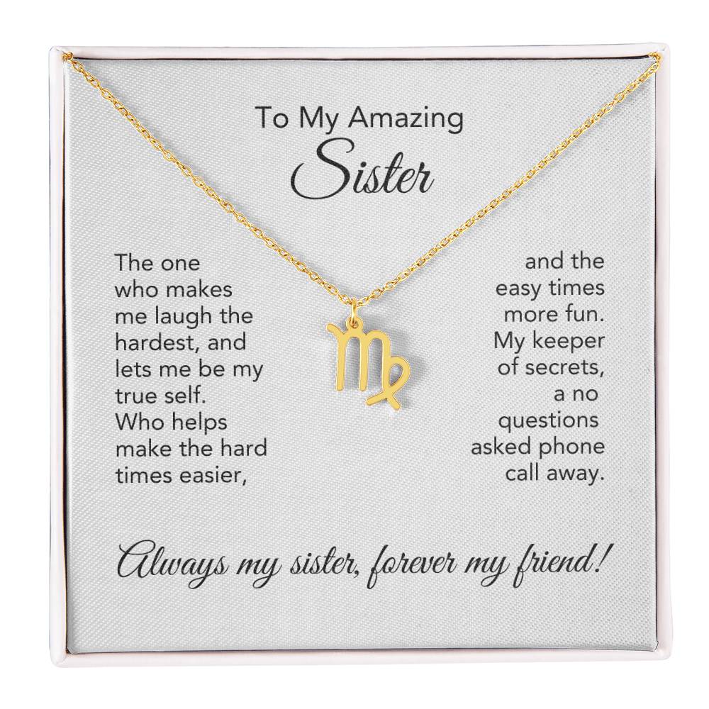 To My Amazing Sister Gift, Delicate Zodiac Necklace Gold or Stainless Steel, Gift for Sister