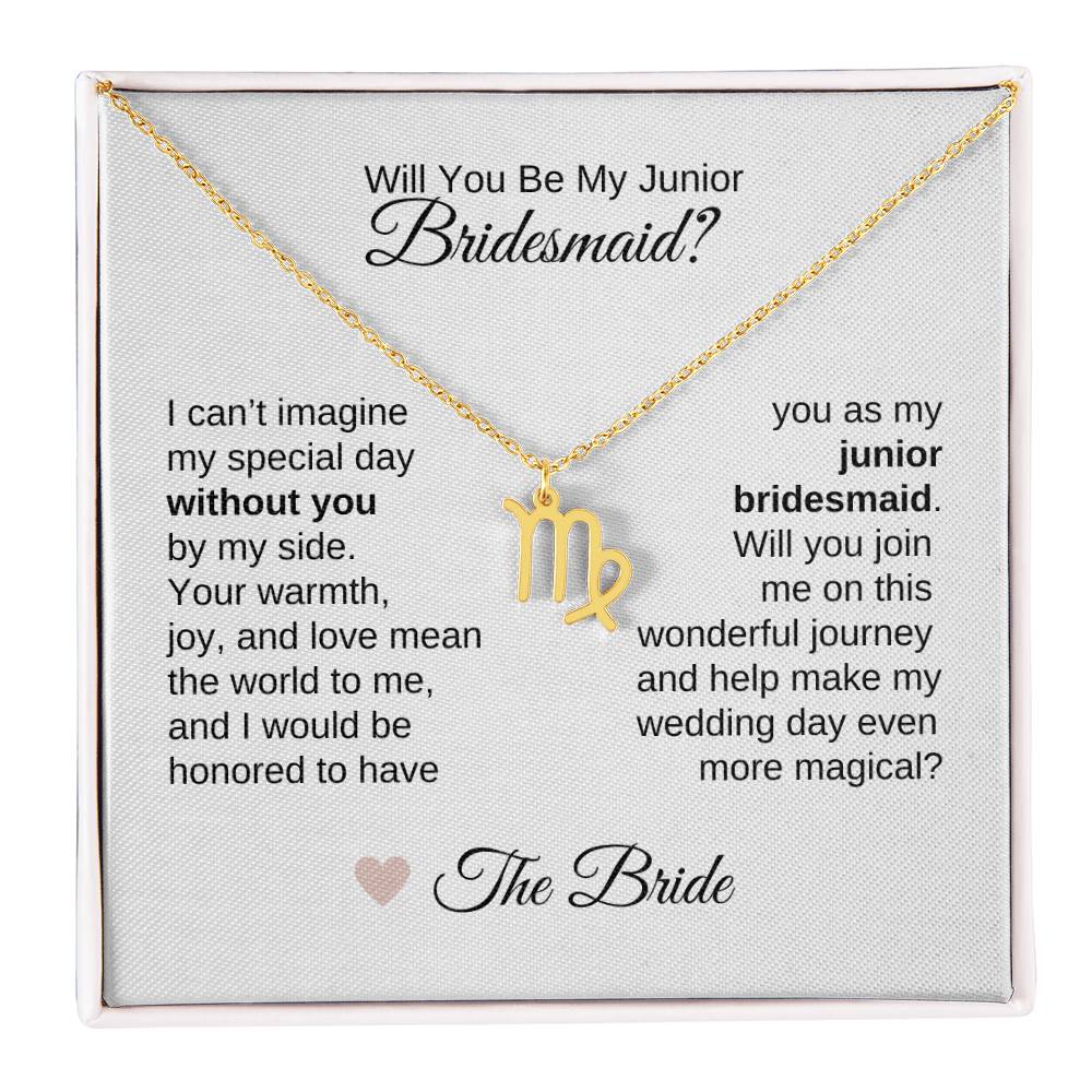 Junior Bridesmaid Proposal Gift, Zodiac Necklace, Jr Bridesmaid Gift