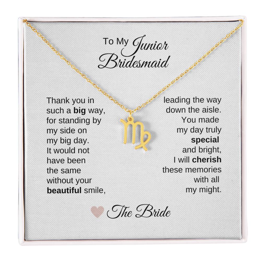 Junior Bridesmaid Gifts Wedding Bridal Party Gifts Zodiac Sign Necklace - MKT Custom Jewelry