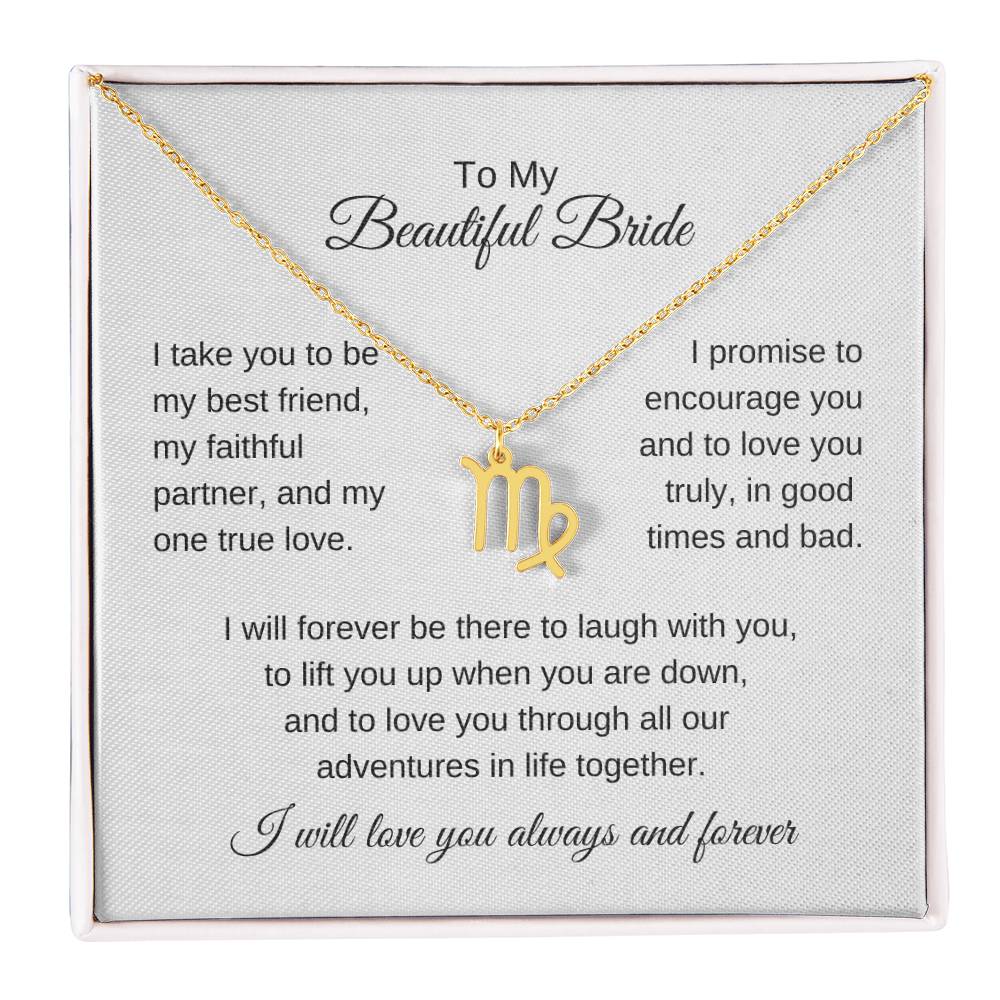 To My Beautiful Bride Gift To Bride From Groom Wedding Gift Zodiac Necklace