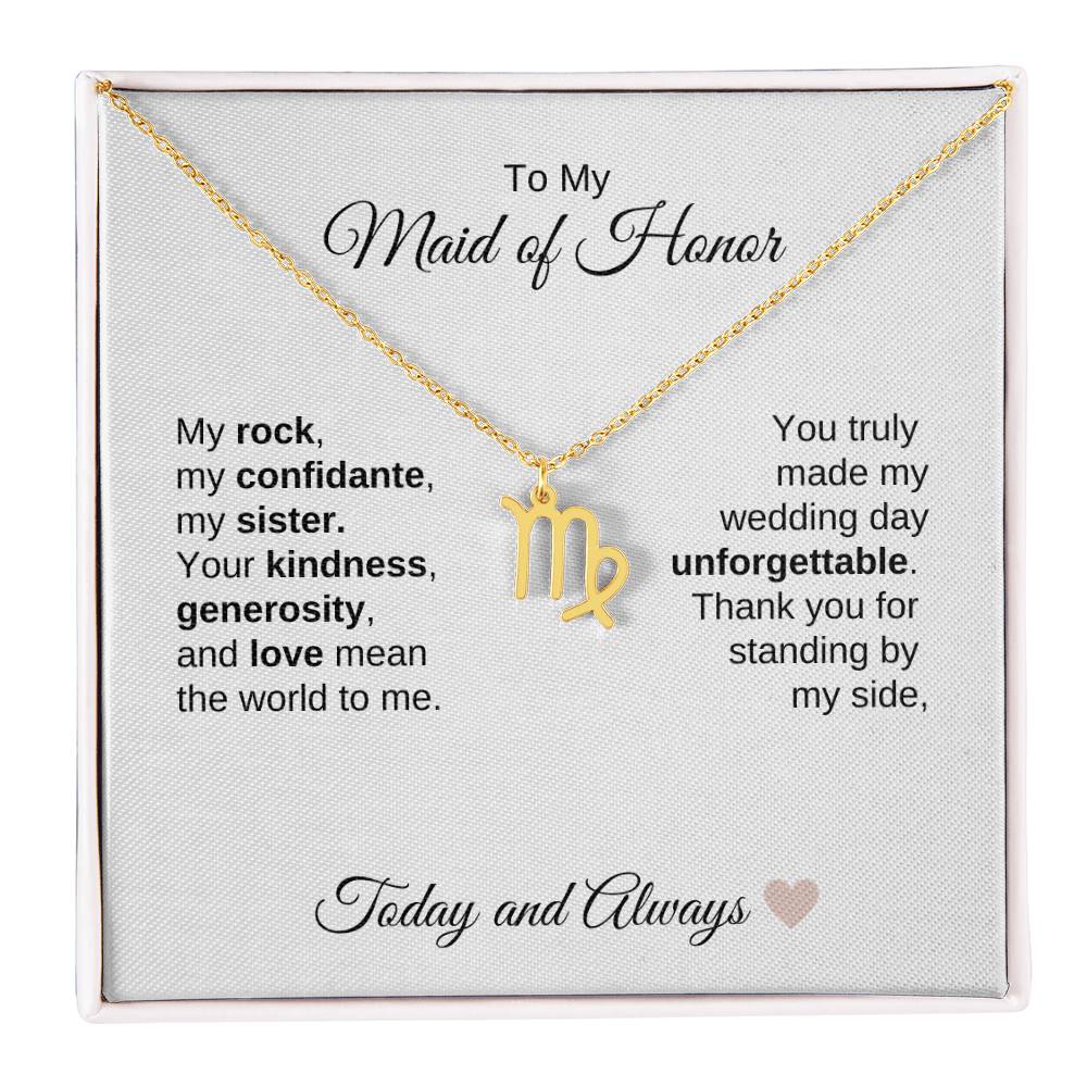 Maid of Honor Wedding Day Gifts Bridal Party Gifts Zodiac Necklace