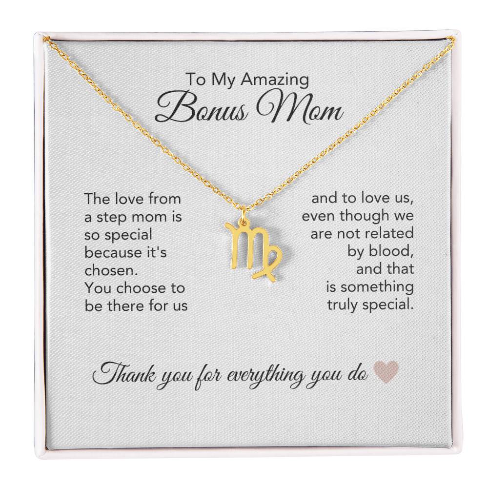 Bonus Mom Gifts for Step Mom Bonus Mom Necklace Zodiac Necklace - MKT Custom Jewelry