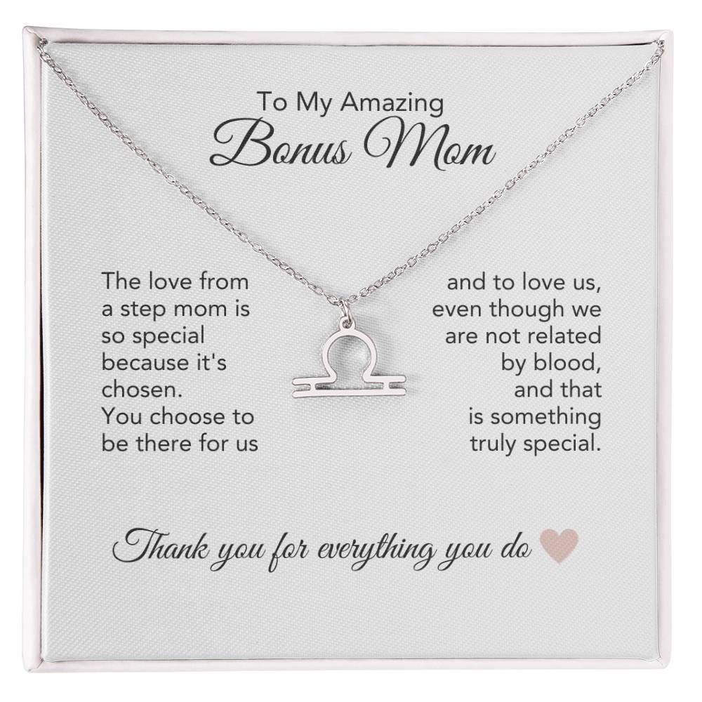 Bonus Mom Gifts for Step Mom Bonus Mom Necklace Zodiac Necklace - MKT Custom Jewelry