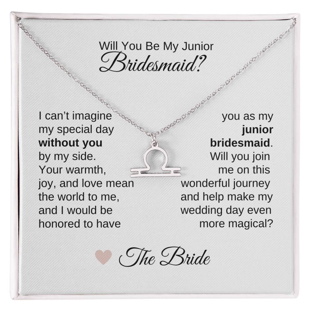 Junior Bridesmaid Proposal Gift, Zodiac Necklace, Jr Bridesmaid Gift