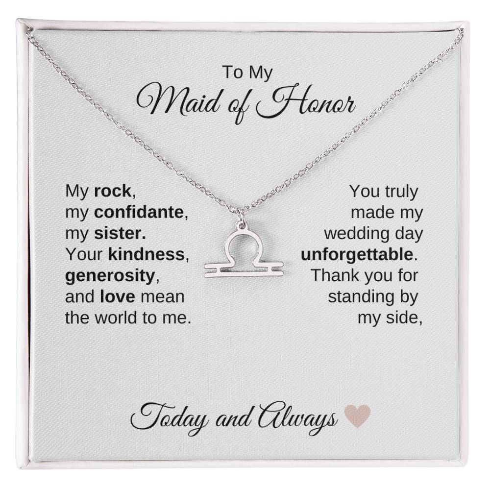 Maid of Honor Wedding Day Gifts Bridal Party Gifts Zodiac Necklace