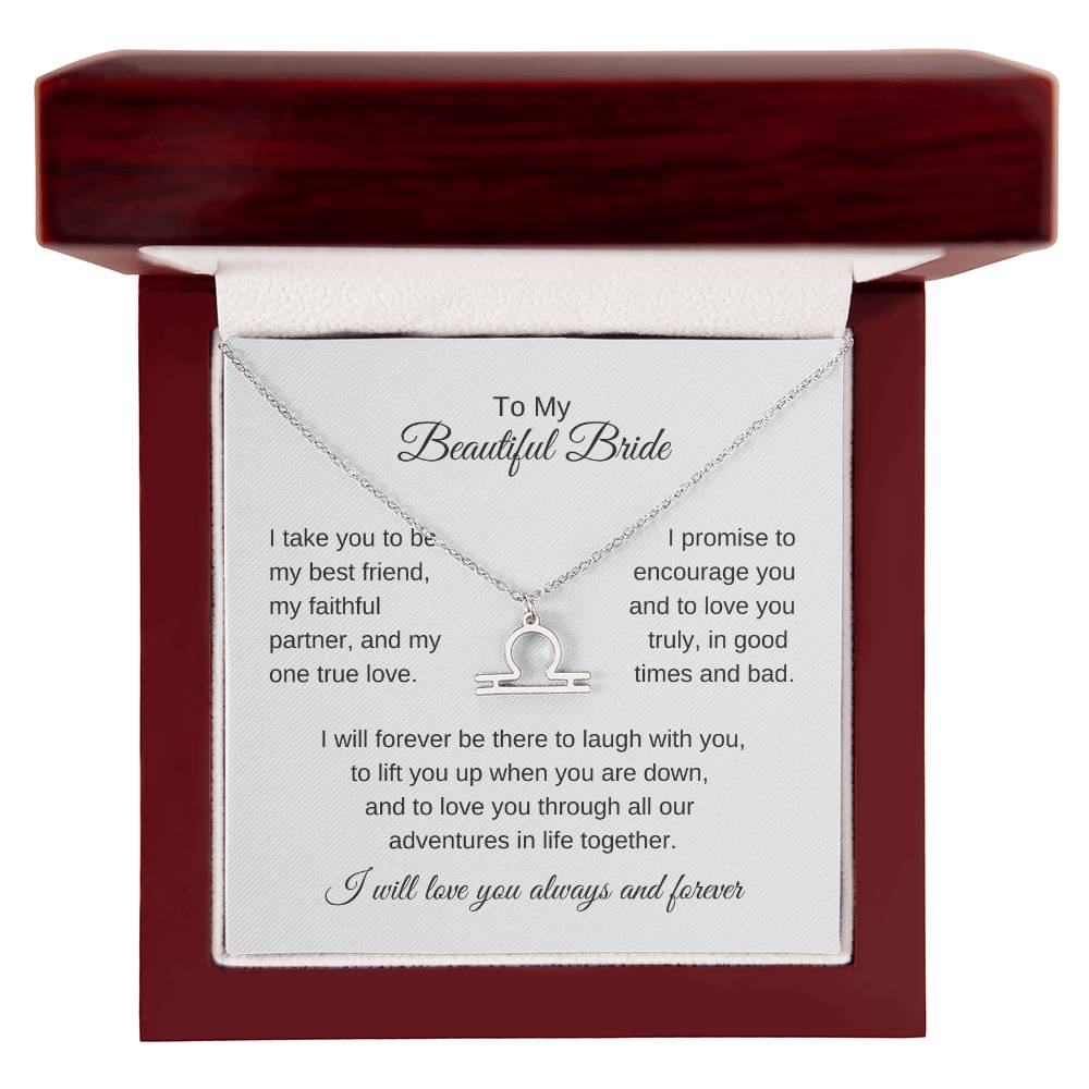 To My Beautiful Bride Gift To Bride From Groom Wedding Gift Zodiac Necklace