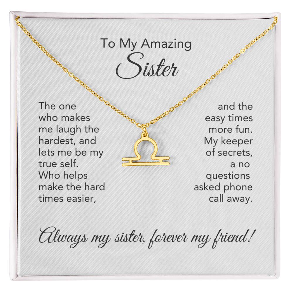 To My Amazing Sister Gift, Delicate Zodiac Necklace Gold or Stainless Steel, Gift for Sister