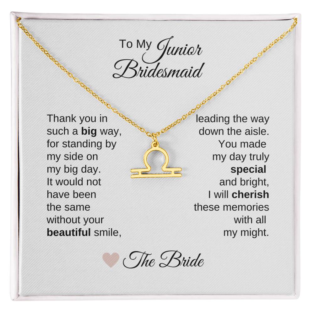 Junior Bridesmaid Gifts Wedding Bridal Party Gifts Zodiac Sign Necklace - MKT Custom Jewelry