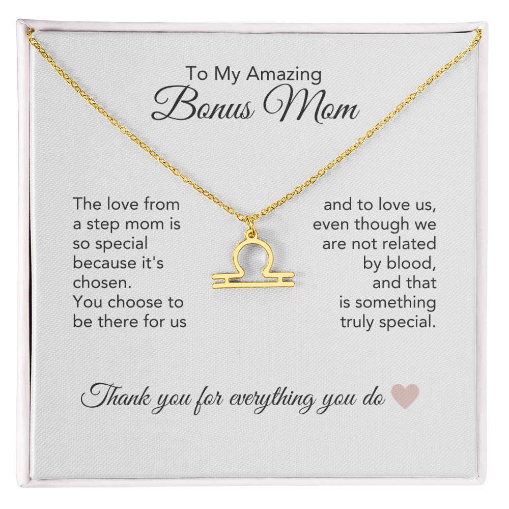 Bonus Mom Gifts for Step Mom Bonus Mom Necklace Zodiac Necklace - MKT Custom Jewelry