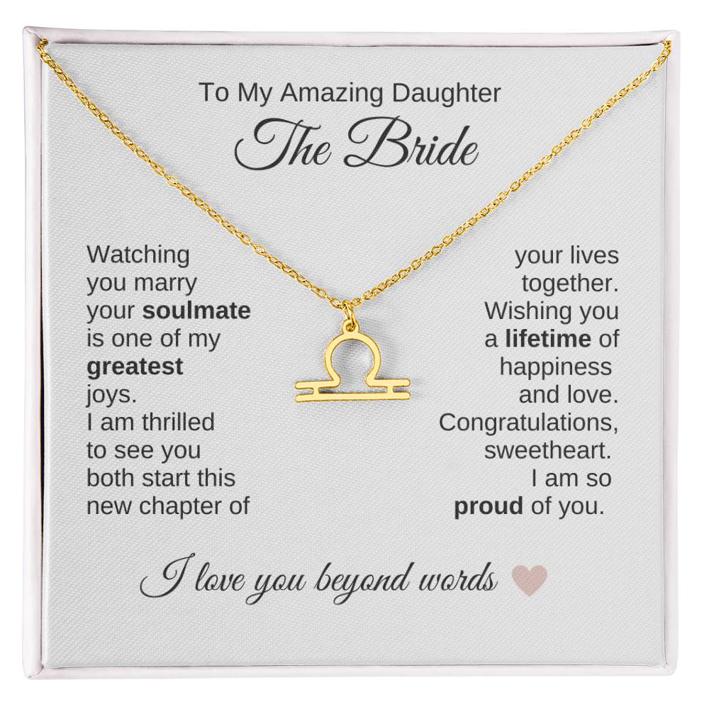 Daughter Wedding Gift Wedding Present for Daughter Zodiac Sign Necklace - MKT Custom Jewelry