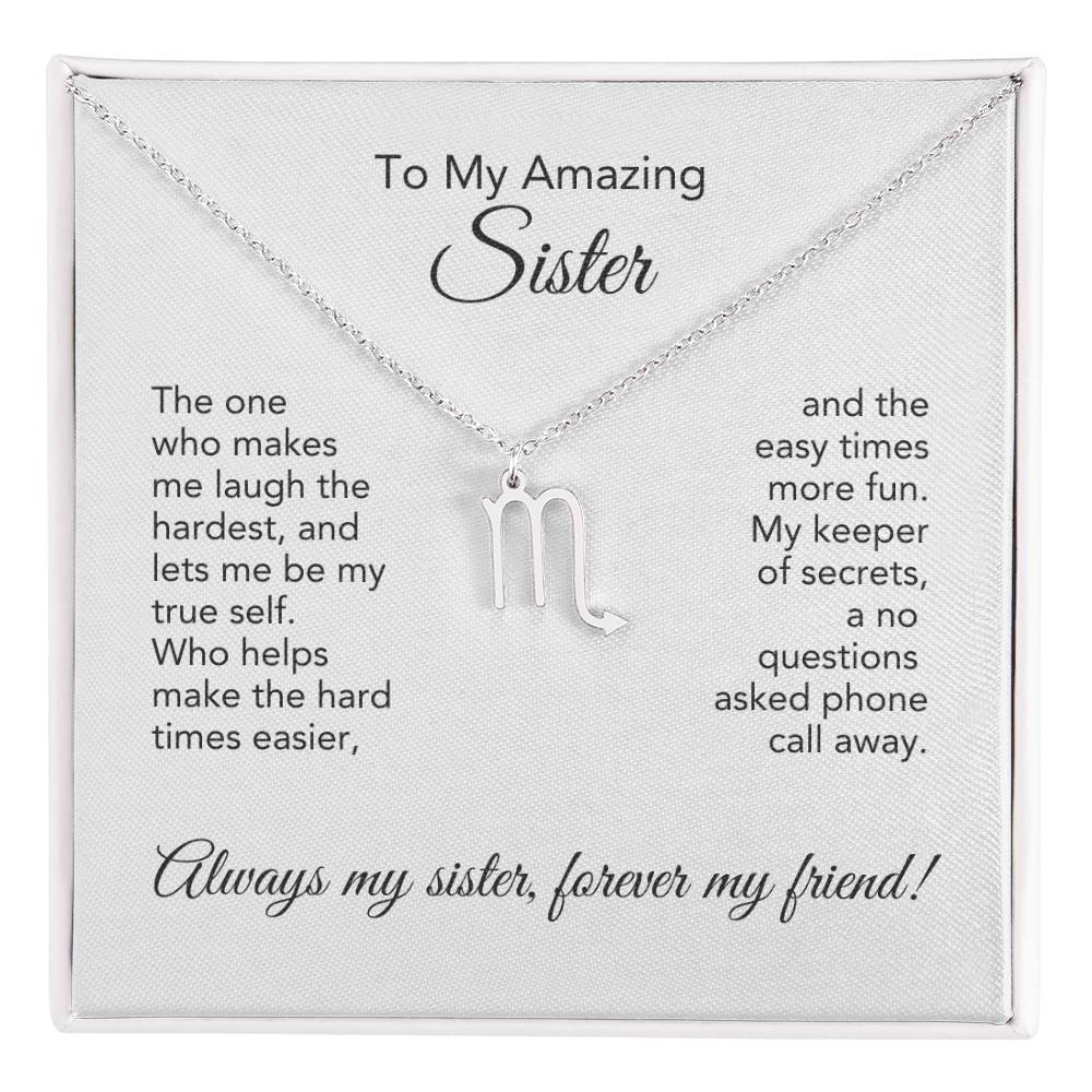 To My Amazing Sister Gift, Delicate Zodiac Necklace Gold or Stainless Steel, Gift for Sister