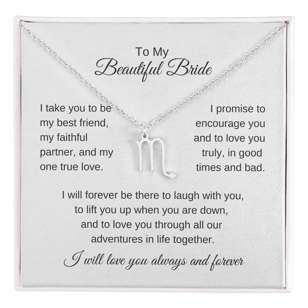 To My Beautiful Bride Gift To Bride From Groom Wedding Gift Zodiac Necklace