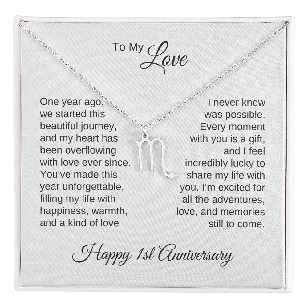 One Year Anniversary Gift for Her One Year Anniversary, Zodiac Sign Necklace