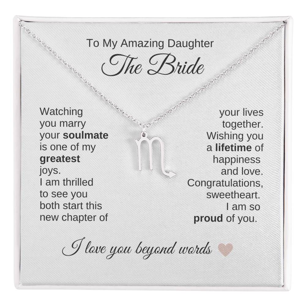 Daughter Wedding Gift Wedding Present for Daughter Zodiac Sign Necklace - MKT Custom Jewelry