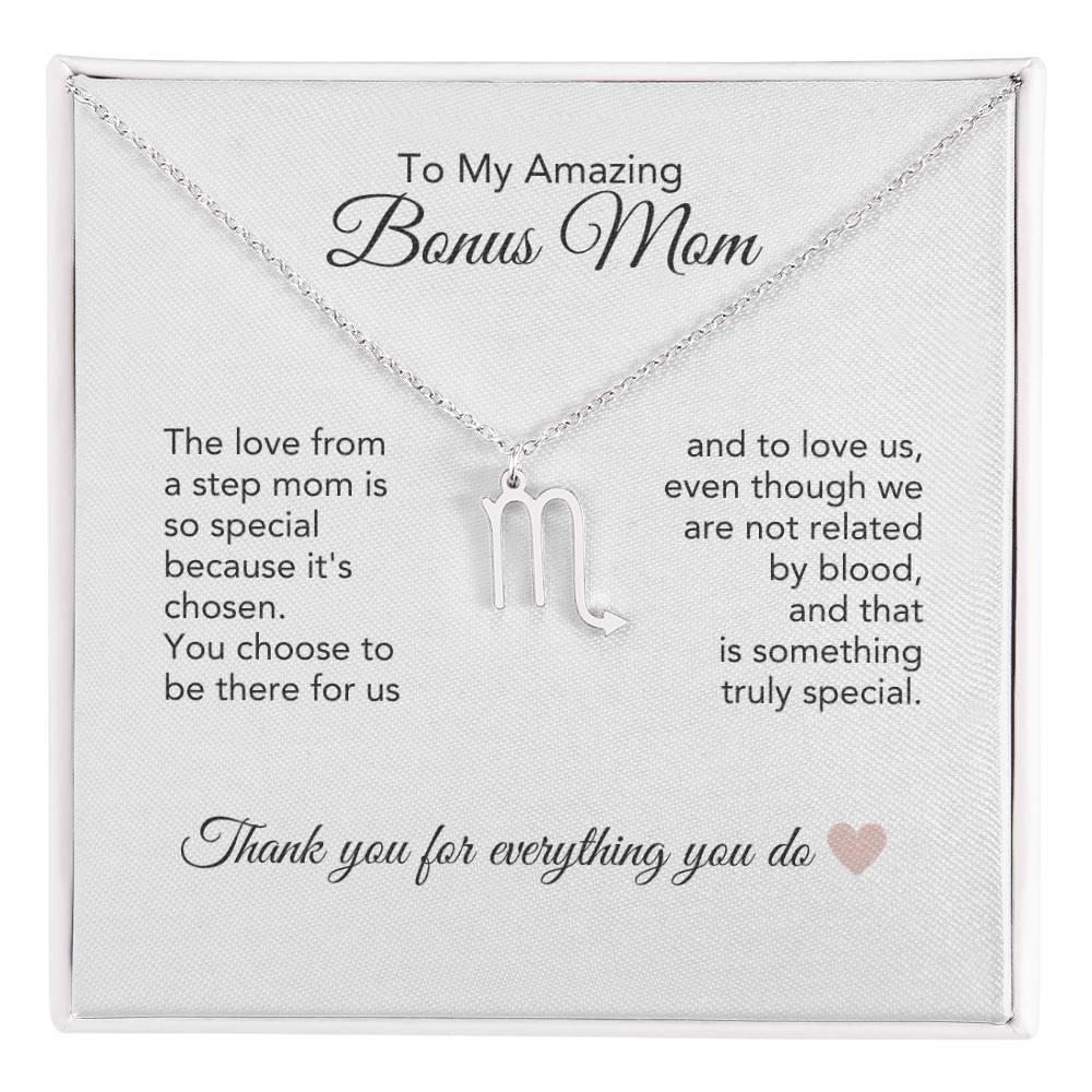 Bonus Mom Gifts for Step Mom Bonus Mom Necklace Zodiac Necklace - MKT Custom Jewelry