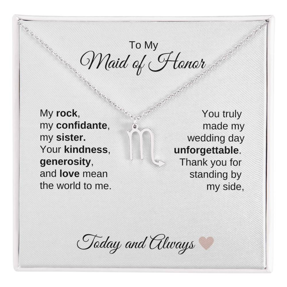 Maid of Honor Wedding Day Gifts Bridal Party Gifts Zodiac Necklace