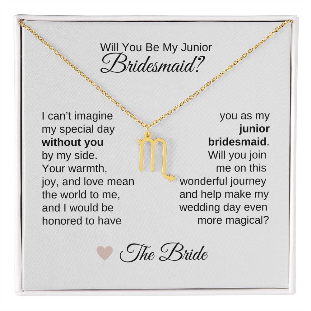 Junior Bridesmaid Proposal Gift, Zodiac Necklace, Jr Bridesmaid Gift