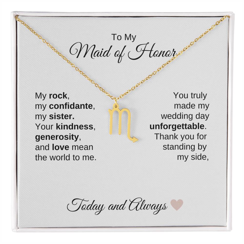 Maid of Honor Wedding Day Gifts Bridal Party Gifts Zodiac Necklace