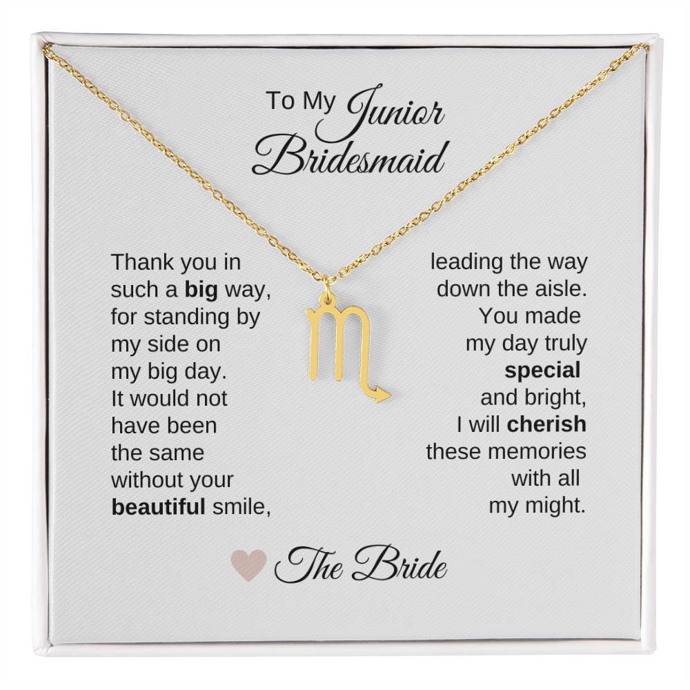 Junior Bridesmaid Gifts Wedding Bridal Party Gifts Zodiac Sign Necklace - MKT Custom Jewelry