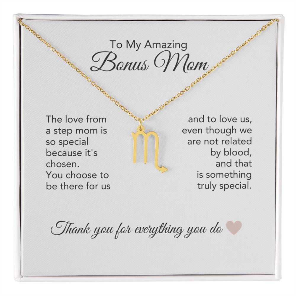 Bonus Mom Gifts for Step Mom Bonus Mom Necklace Zodiac Necklace - MKT Custom Jewelry